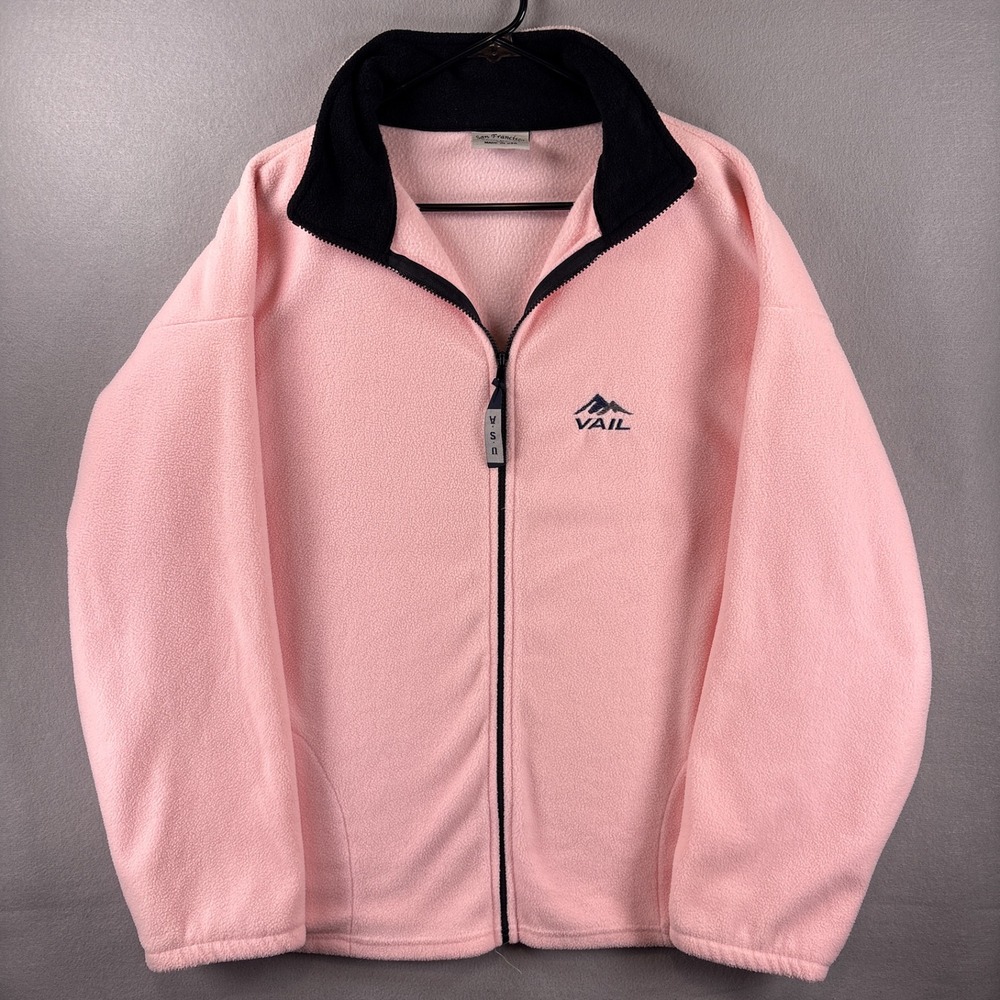 Vintage Vail Colorado Pink XL Fleece Full Zip Made in USA Ski Town Resortwear